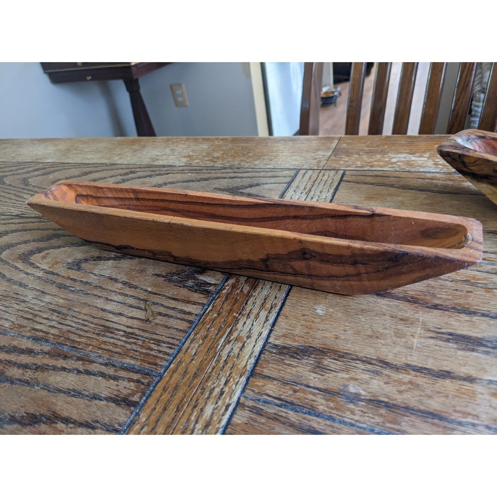Handmade ethically sourced Tunisia Olive Wood dish Boat Serving Tray new no tagr